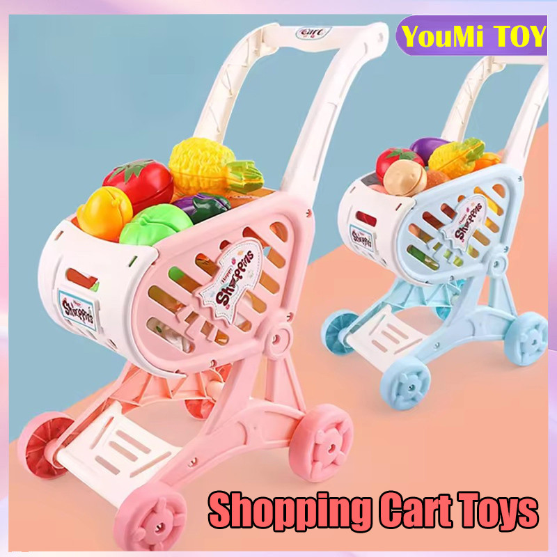 Shopping Cart Toy Trolley Supermarket Toys Kids Pretend Play Toys Fruit Toys Kitchen Toys Play House