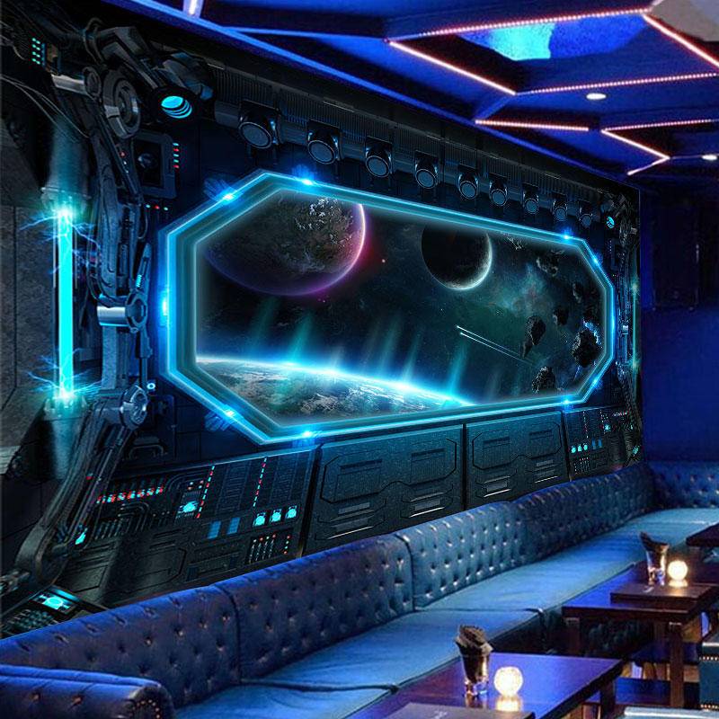 Customized Modern Technology Space 3D Photo Mural Wallpaper KTV Bar Clubs Background Wall Industrial Decor Wall Paper