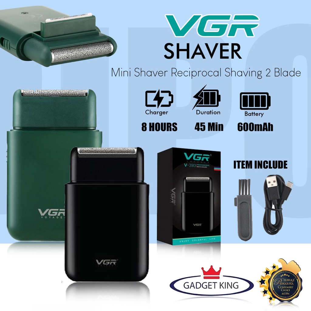 VGR Electric Shaver Professional Shaver Razor Portable Mini Shaver Reciprocal Shaving 2 Blade USB Charging for Men V-390