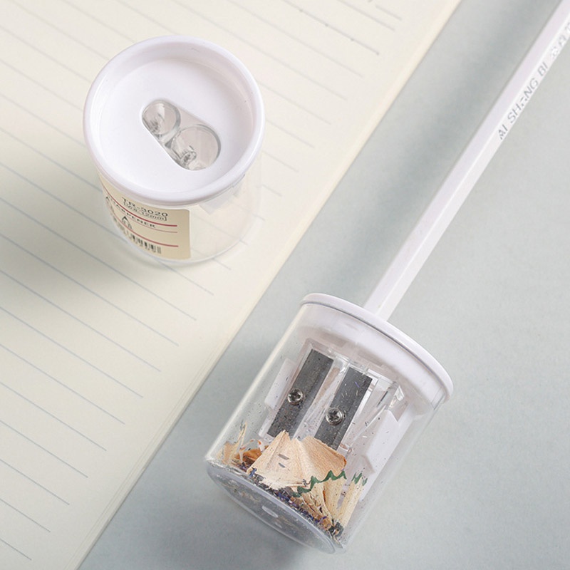 Transparent Pencil Sharpener Student Double Hole Pencil Sharpener
