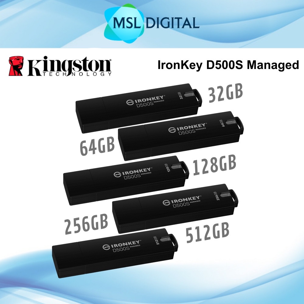 Kingston IronKey D500S Managed hardware-encrypted USB flash drive | Multi-Password option | Customisation programme