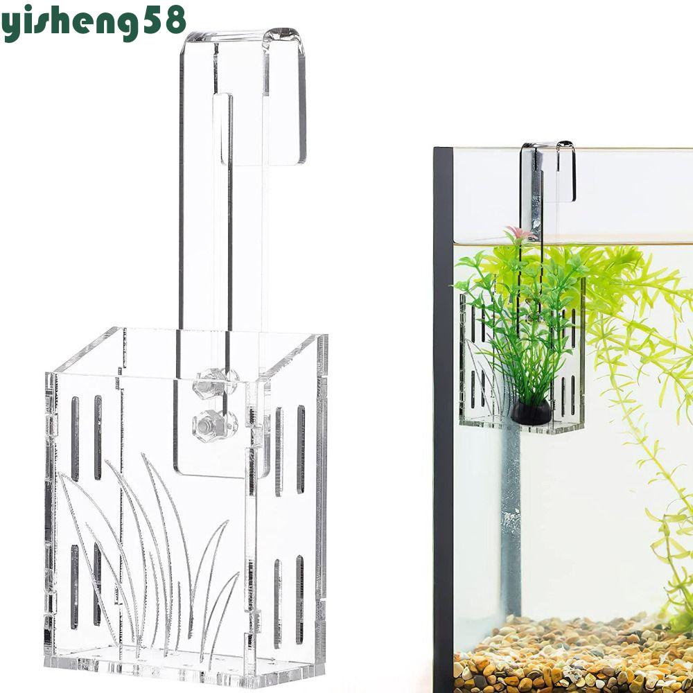 YISHENG Aquatic Planter Holder, Transparent Floating Aquarium Plants Cup, Fish Tank Vase Adjustable With suction cups Acrylic Fish Tank Planting Cup Aquascape