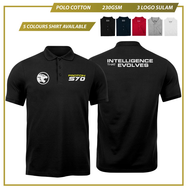 Polo Tee Shirt Cotton Proton S70 Intelligence That Evolves Flagship X Premium Design Fashion Murah Lelaki Men Logo Sulam