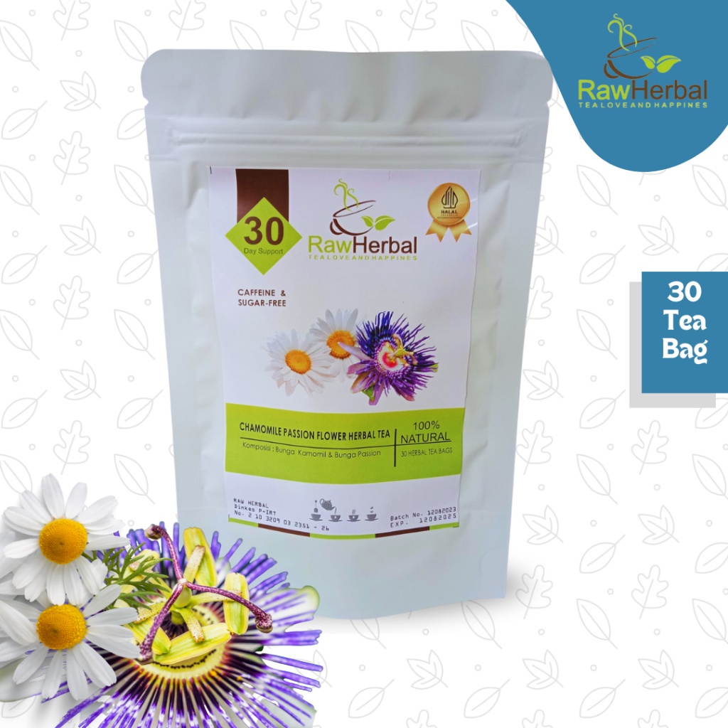 Chamomile Passion Flower Herbal Tea / Sleep, Calm & Relaxing 30 Tea Bag -x1