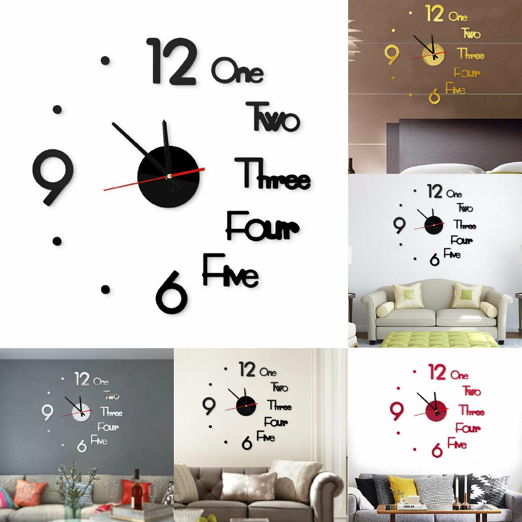 Premium Durable Ready Stock! Wall Clock NEW 3D Living Room Large Quartz Mirror DIY Home Decoration Art Desi Reliable - Image 4