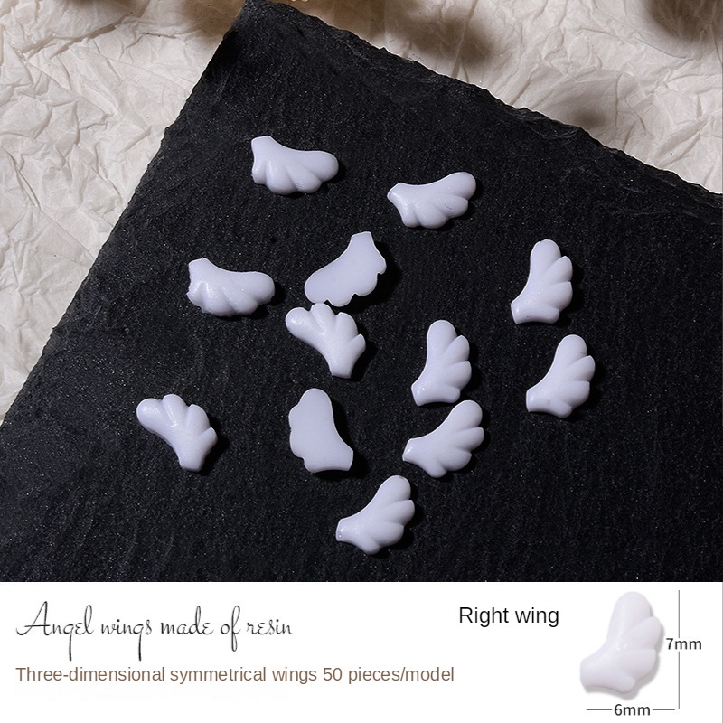 Have Multi 50/10PCS White Angel Wings Nail Art Jewelry / Left Right Resin Decorations Essential Durable - Image 2
