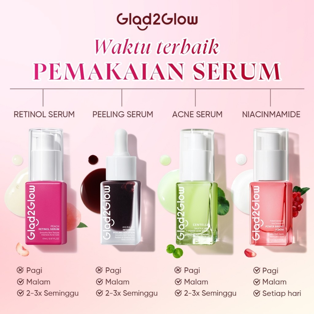 Glad2glow Serum Pomegranate Niacinamide Power Bright Serum 17 ml g2g Glad2Glow Facial Serum Brightening Serum Whitening Serum Facial Brightening Serum Glowing Serum Whitening Serum Brightening Serum And Essence Face Peeling Serum Niacinamide BPOM