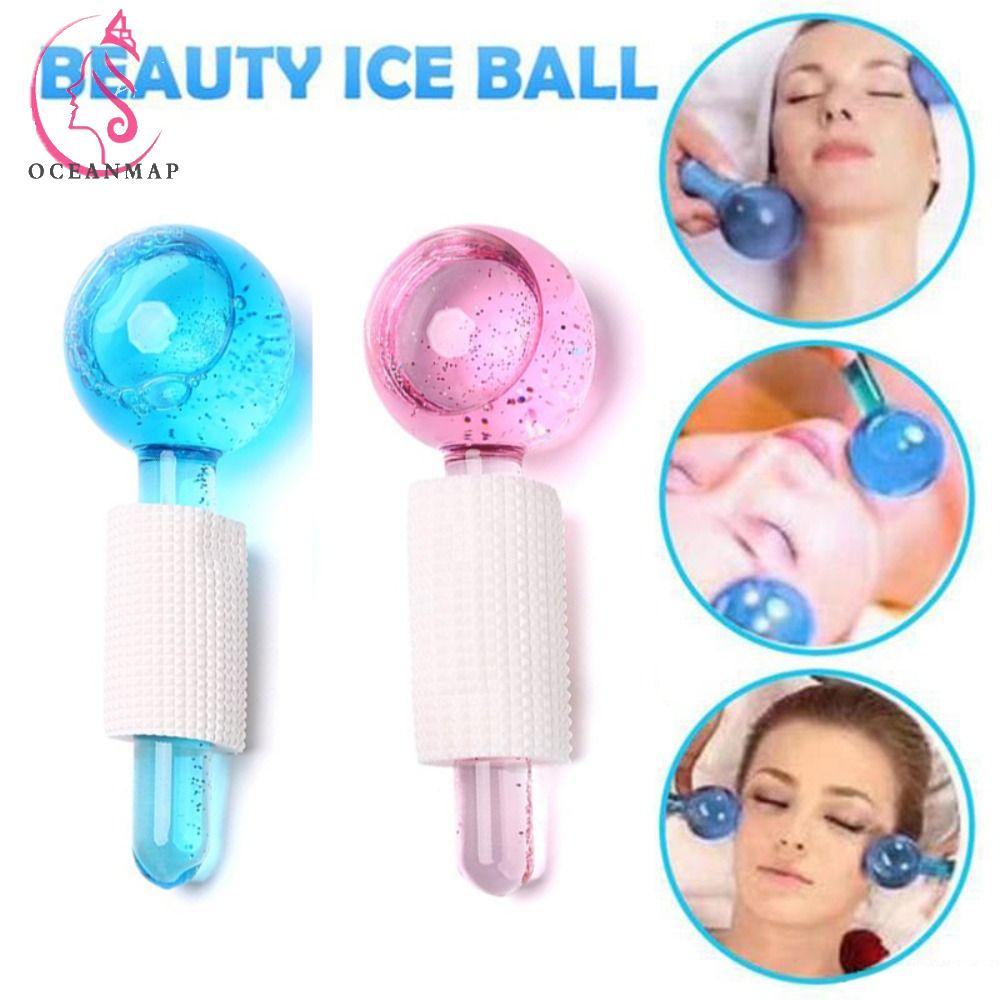 OCEANMAP Ice Hockey Roller, Anti-Wrinkle Relieving Fatigue Facial Cooling Ice Globes, Portable Anti-aging Water Wave Crystal Ball Facial Eye Massager Women