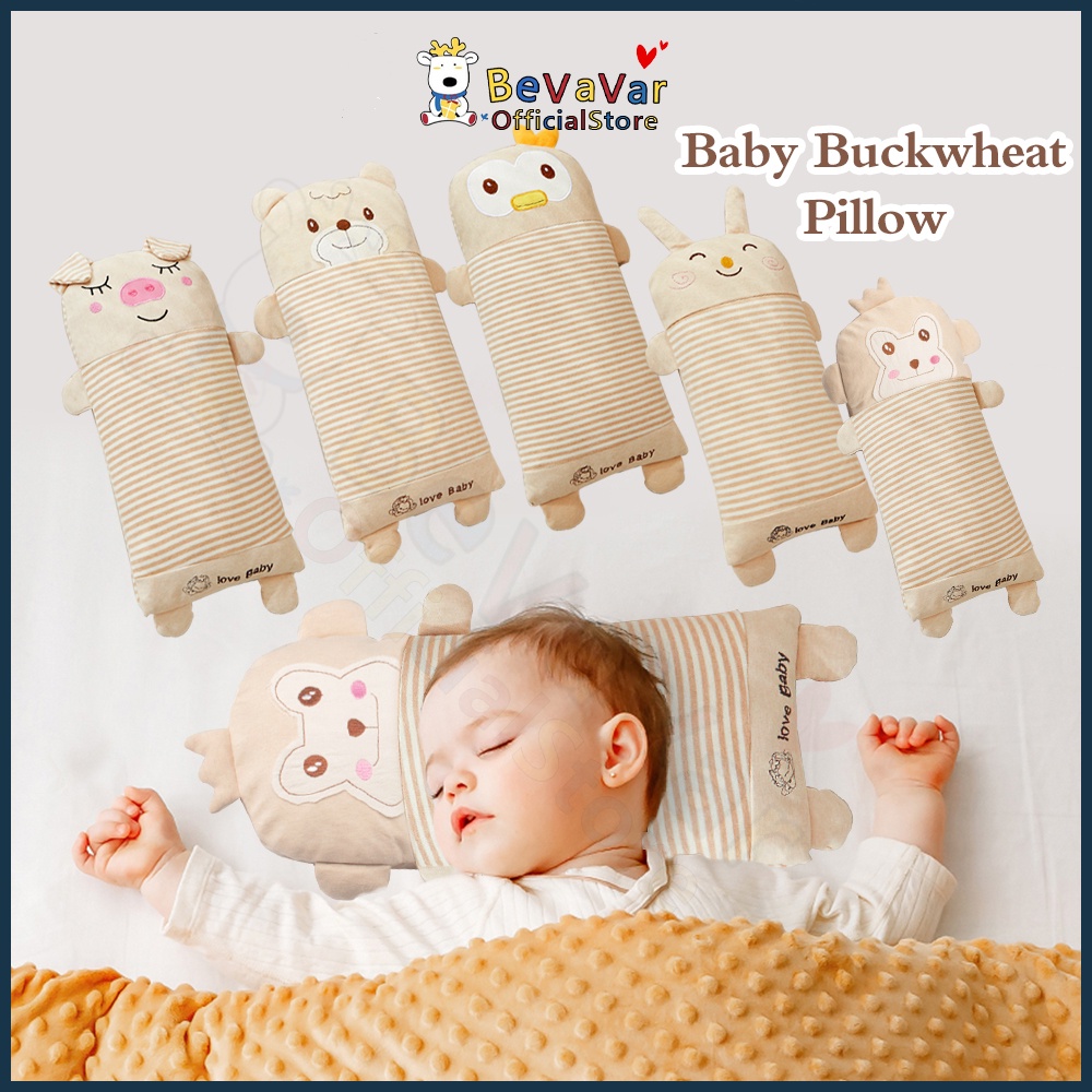 BEVAVAR Baby Natural Buckwheat Pillow Striped Shaped  Cartoon Pillows  For Kids