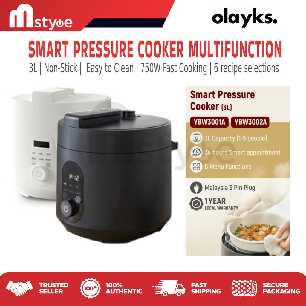 Olayks Electric Smart Pressure Cooker Multifunction Rice Cooker (1.2L, 2L & 3L) 1Year Warranty ( YBW3001A )