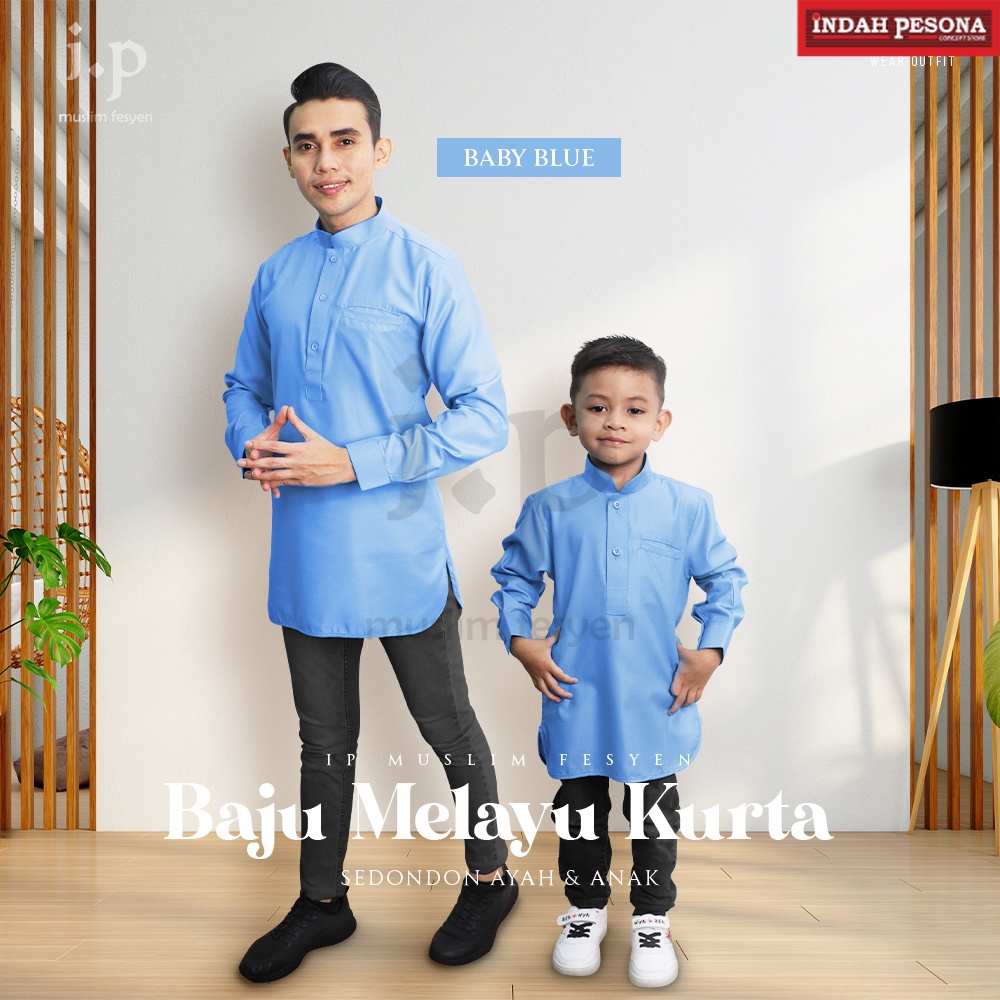 Indah Pesona Soft Cotton Slim Fit Baju Kurta - Baby Blue/Size 0-4XL