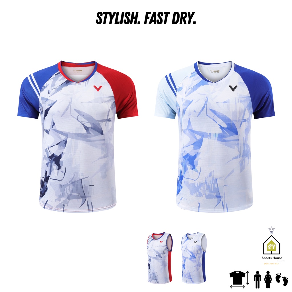Victor 2023 Lee Zii Jia Badminton Jersey Malaysia World Champ Short Sleeve Apparel Sleeveless Sport Shirt Baju Sukan