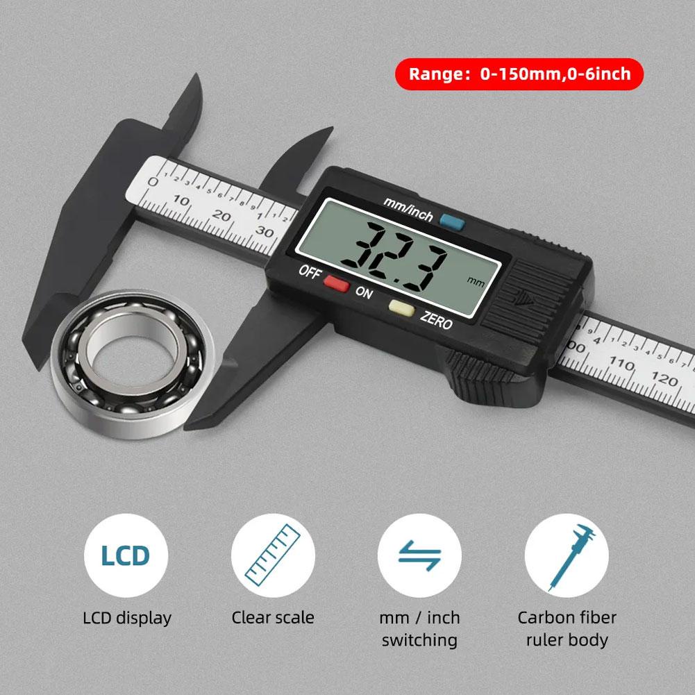 Purpose Must Vernier Calipers 150mm Digital LCD Display Electronic Carbon Fiber Meter Measuring Ruler Gauge Versatile - Image 5