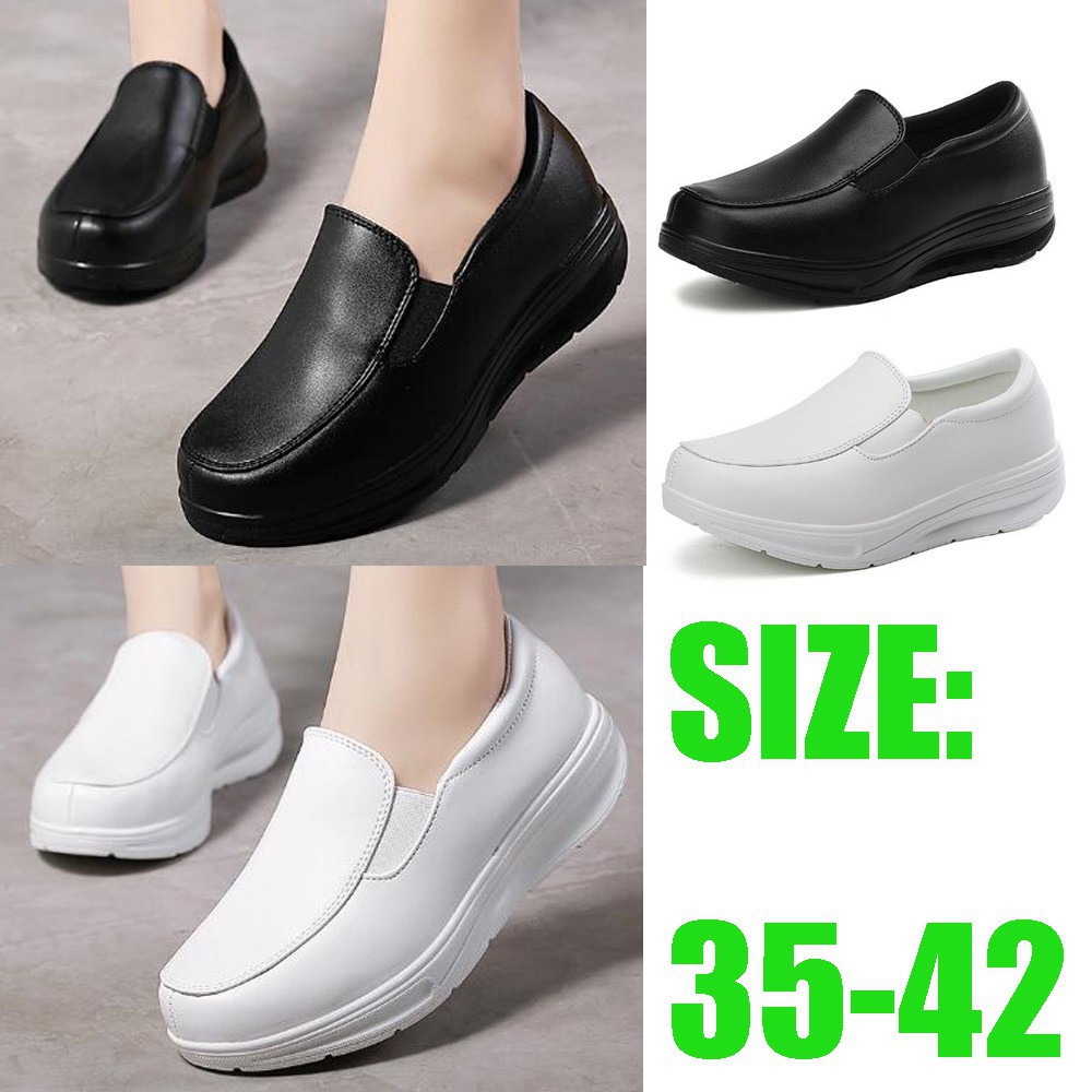 Gym Active Kasut Jururawat Ringan Misi Hitam Putih White Nurse Shoes Women's Soft Bottom New Comfortable Wedge Heel B... - Image 4