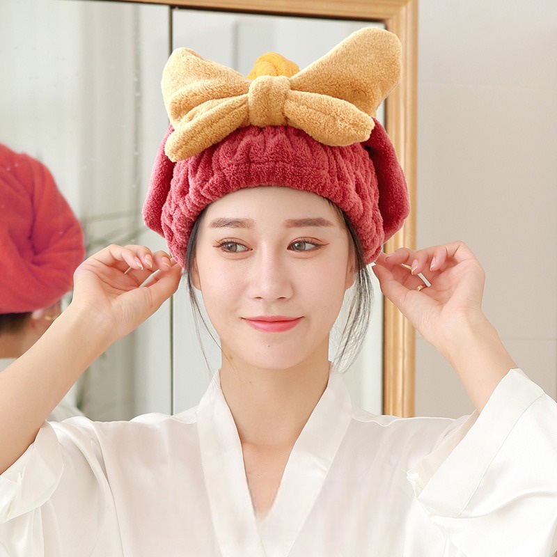 BD04 Shampoo Towel Hair Towel Head Towel Ribbon Towel Shower Cap Dry Hair Bath Cap Shampoo Hair S3140