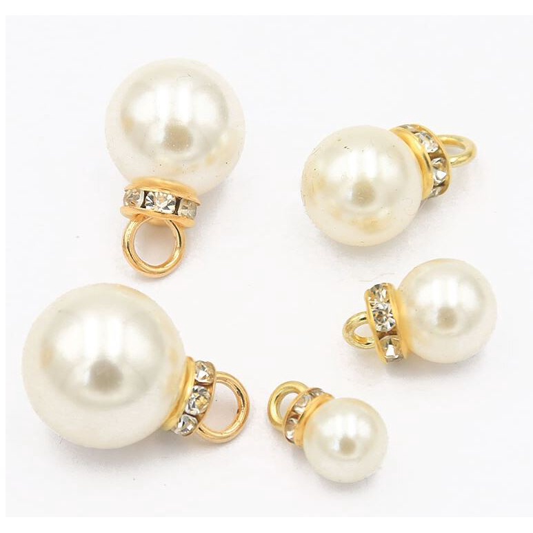 2Pcs 12MM Imitation Pearl Clear Gold Crown Pendant Charm Fit Bracelet Jewelry Spacer Loose Beads DIY Earrings(1457L)