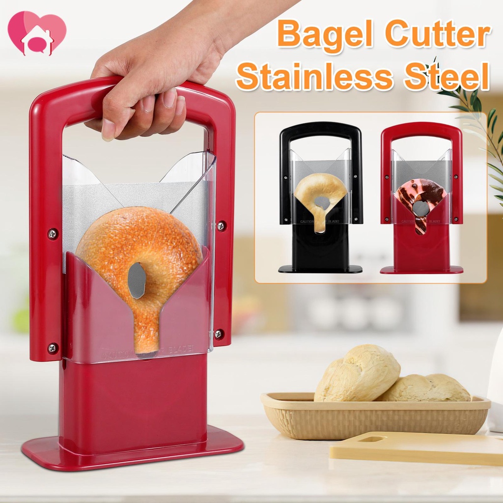 Bagel Slicer Stainless Steel Bagel Cutter Non-Stick Blade Bread Toast Slicer Multipurpose Muffin Slicer SHOPSKC5417