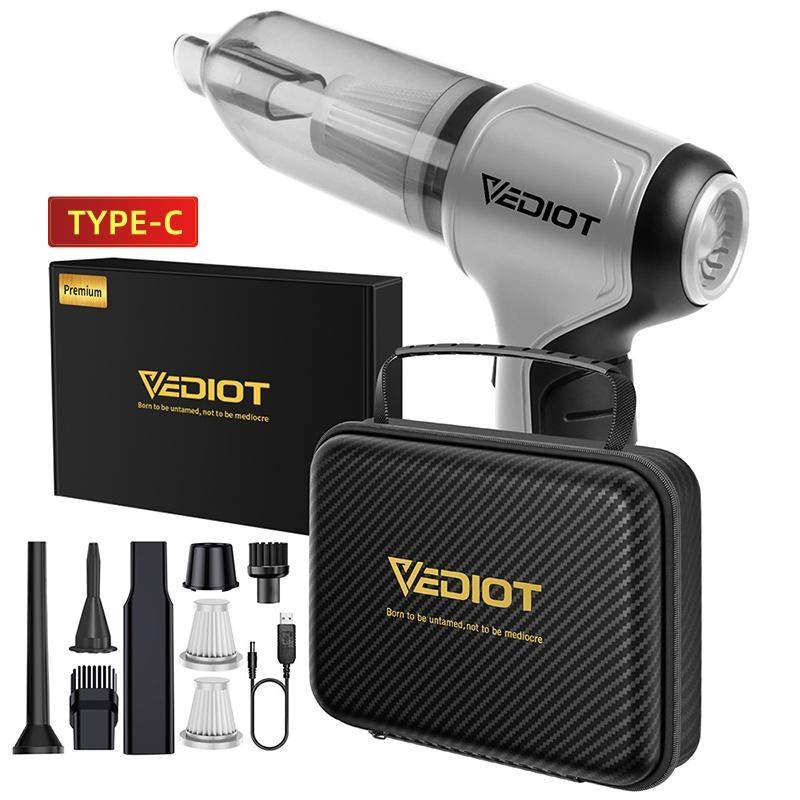 Vediot 120W 9000Pa Cordless Vacuum Cleaner For Car + Air Blower Duster 无线吸尘机  Inflator Dust Blowing Gun Rechargeable Vaccum Cleaner Room Handheld vacuum kereta