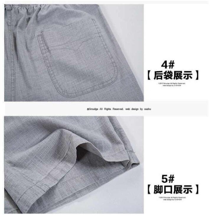 Premium Purpose Chinese men's trousers loose flax wide-legged pants summer big yards men tide fatty cotton linen slac... - Image 5