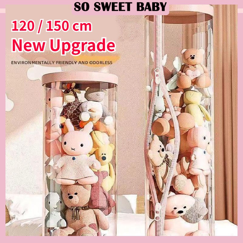 [Zipper Styles] Doll Storage Bucket Transparent Cylindrical Storage Box Toy Doll Organizer Tube Box