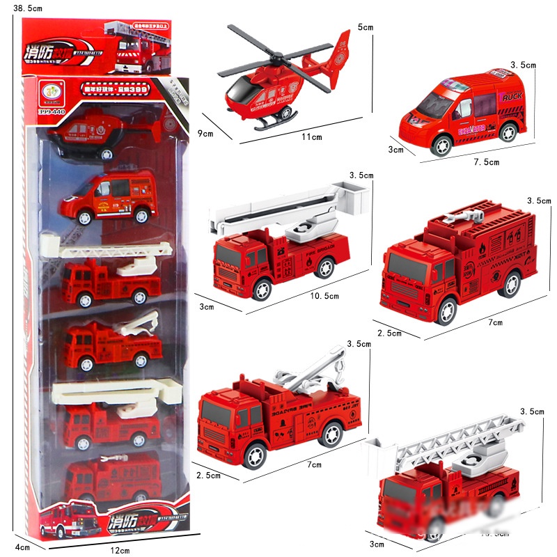 Premium Must 6pcs Set Cartoon Mini Pull Back Military Model Toy Car Fire Truck City Police Helicopter Racing Toys Boy... - Image 2