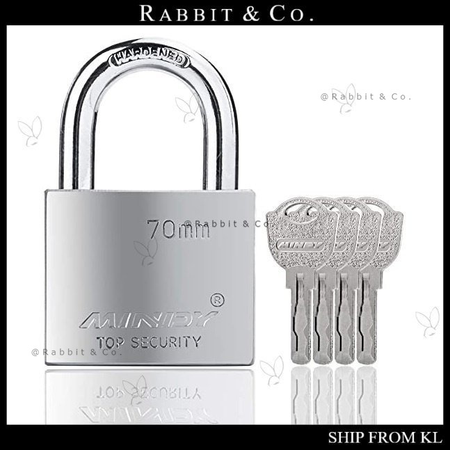 R&C MINDY Heavy Duty Lock Warehouse Waterproof Keyed Padlock High Security Padlock + 4 Keys (40/50/60/70mm) Kunci Mangga