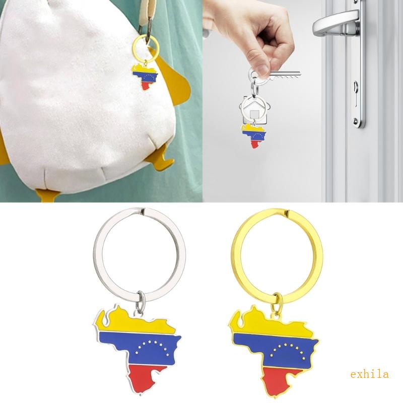 exhila Unique Venezuela Map Keys Jewelry Stainless Steel Venezuela Map Keychain Venezuelan Flag Keyrings Bag Ornament fo