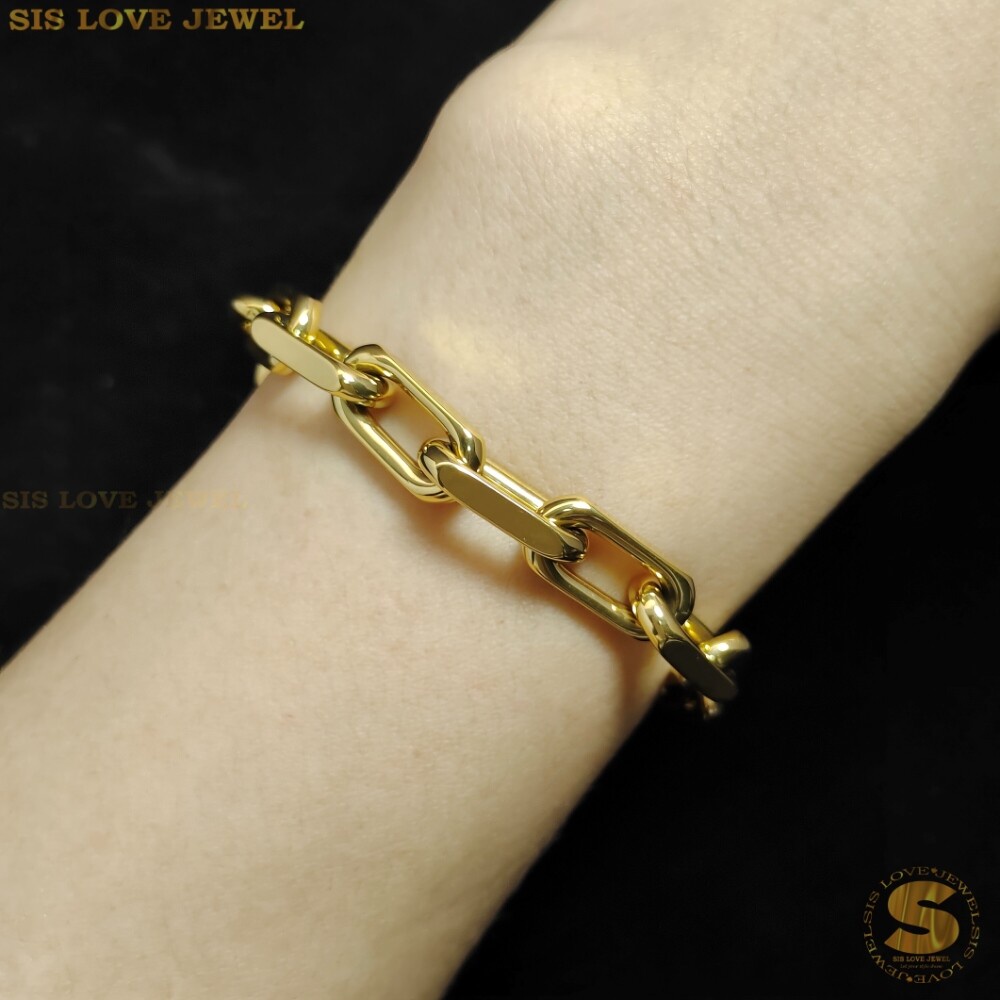 Sis Love Jewel Titanium Steel 18K Gold Plated Thick Sauh Chain Bracelet Rantai Tangan Gelang Women Fashion Jewelry B101