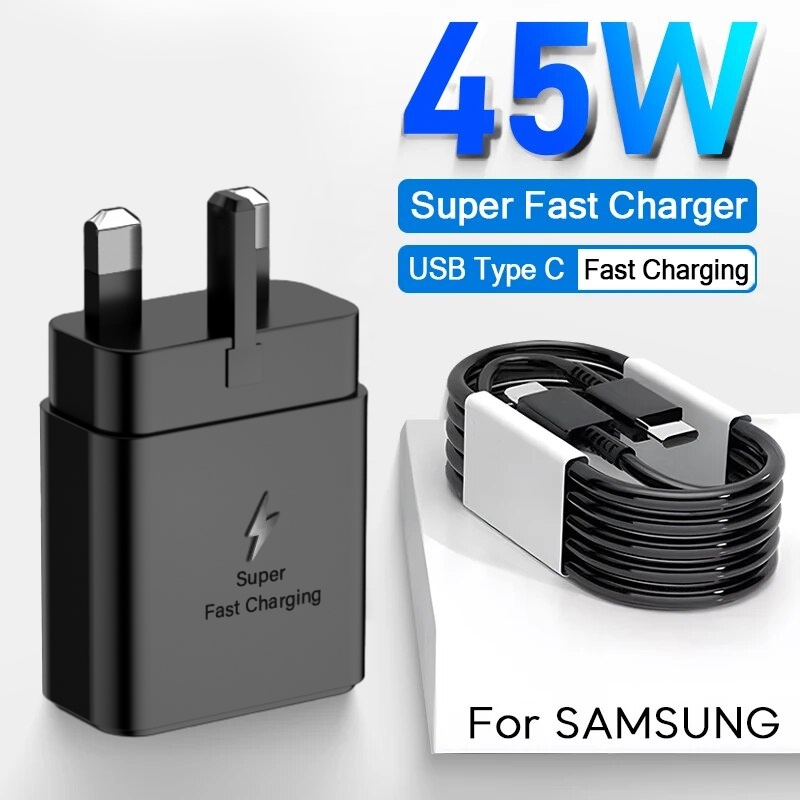 For Samsung Original PD 45W Charger Galaxy S22 S23 S21 S20 FE Ultra S10 Note 20 10+ 5G Plus A53 USB Type C Fast Charging Cable