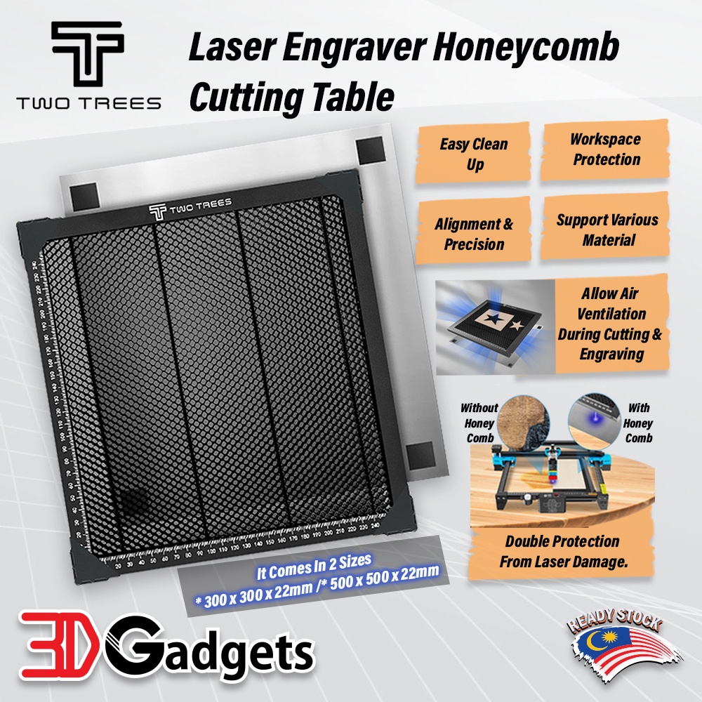 Two Trees Honeycomb Metal Board with Protection Base Size 300mm / 500mm for Laser Engraver and Cutting