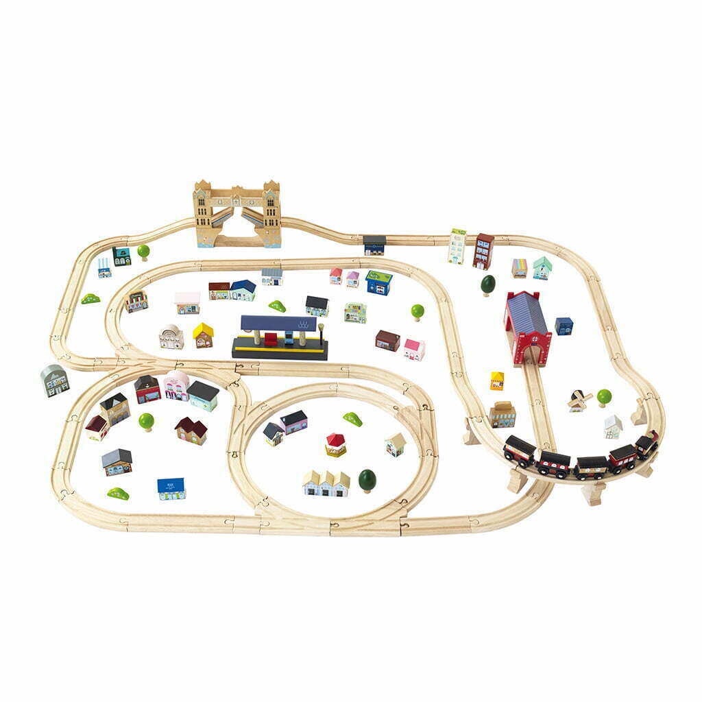 Le Toy Van London Train Set Children's Eco-Friendly Wooden Toys Imaginative Play for Ages 3+ (120 Pcs)