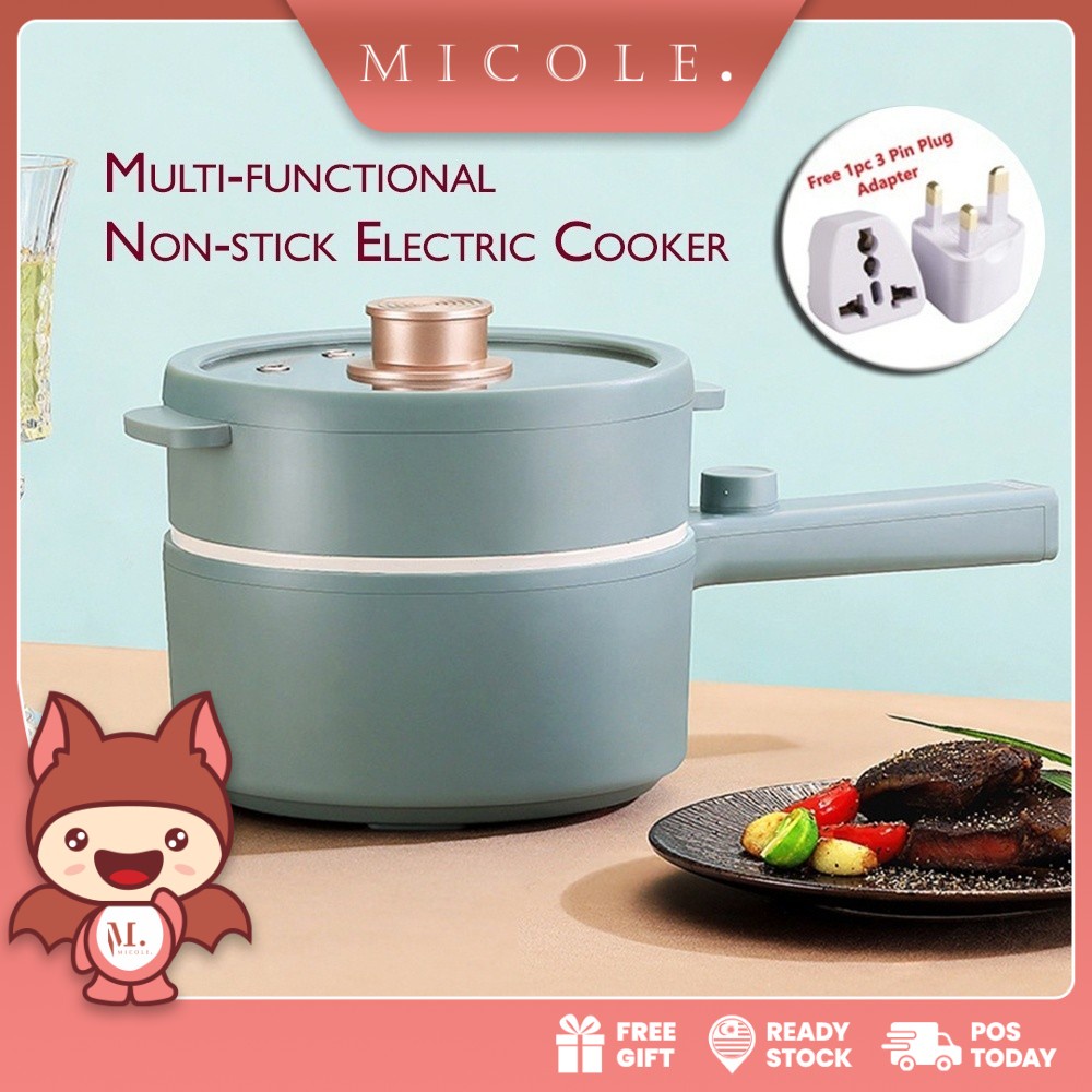 Ready Stock MICOLE HL065 Electric Cooker 1.5L Multifunctional Pot WITH STEAMER Non-Stick Pan Frying Integrated Pot Small