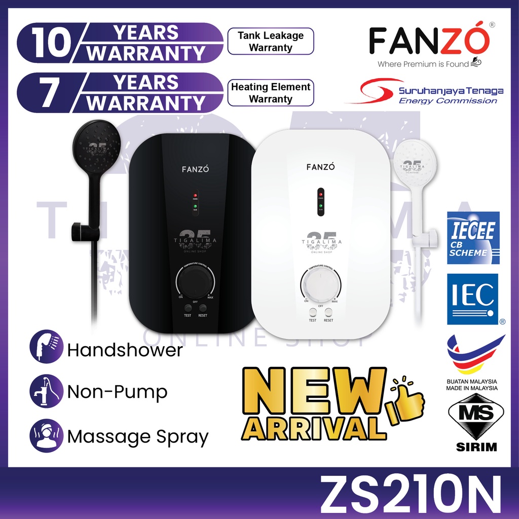 [NEW ARRIVAL] FANZO Water Heater Non-Pump ZS210N Instant Heat Without Pump Home Shower Heater Pemanas Air Mandi 热水器