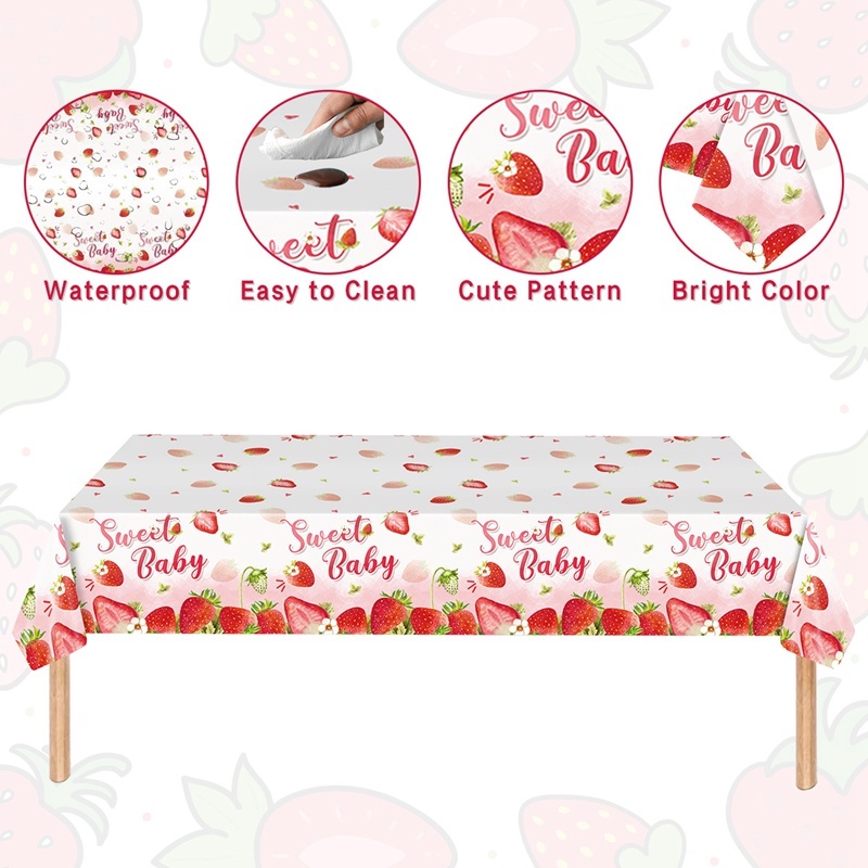 Multi Have 4 Style Party Plastic Tablecloth Strawberry Soccer Disposable Table Cover Mermaid Gender Reveal Waterproof... - Image 3