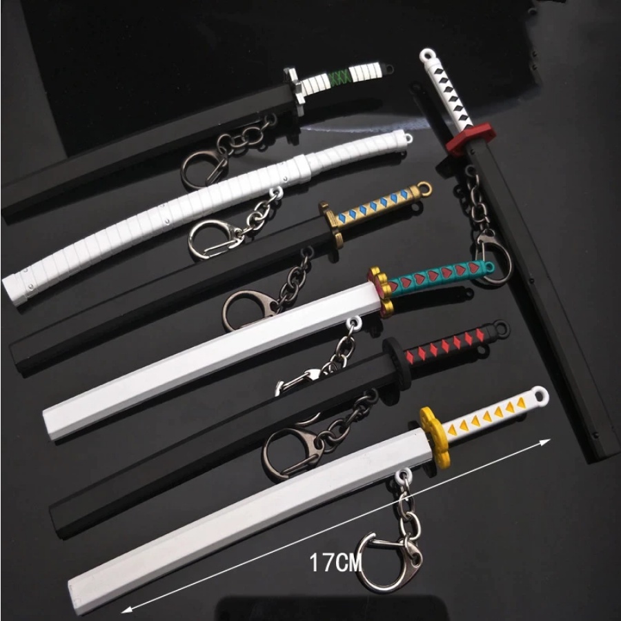 Toys DEMON SLAYER keychain sword charm cosplay tanjiro rengoku zenitsu giyu inosuke japan anime