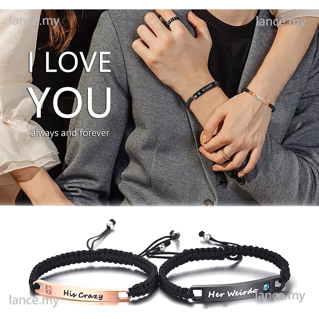 Personalized Customized Jewelry Titanium Steel Couple Bracelet Can Engrave Letters Adjustable Bracelet Lover gifts