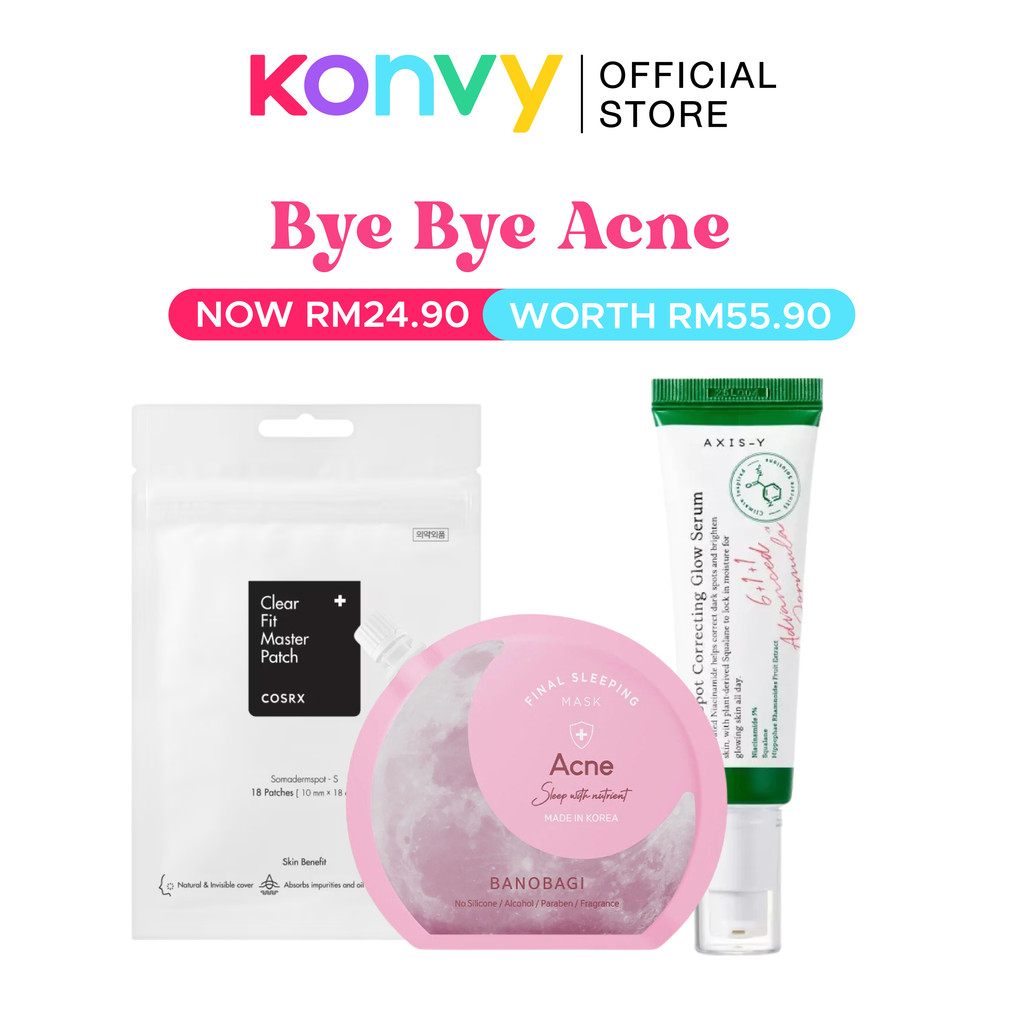 Bye bye Acne Axis-y Dark Spot Serum + Cosrx Clear Fit Patch + Banobagi Final Sleeping Mask Acne