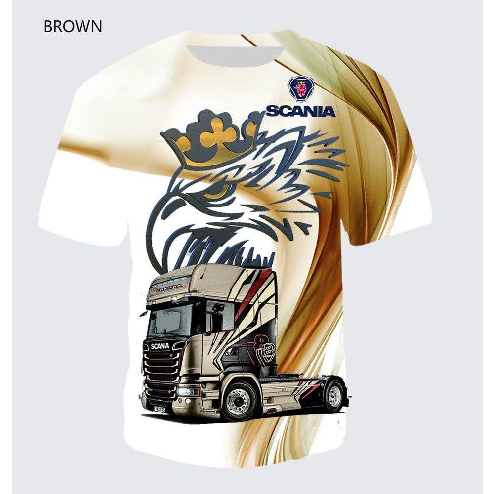 Purpose Versatile 2023 Summer New 3d Printed T-shirts Scania Logo Front Back Truck Driver T Shirts Multi - Image 2