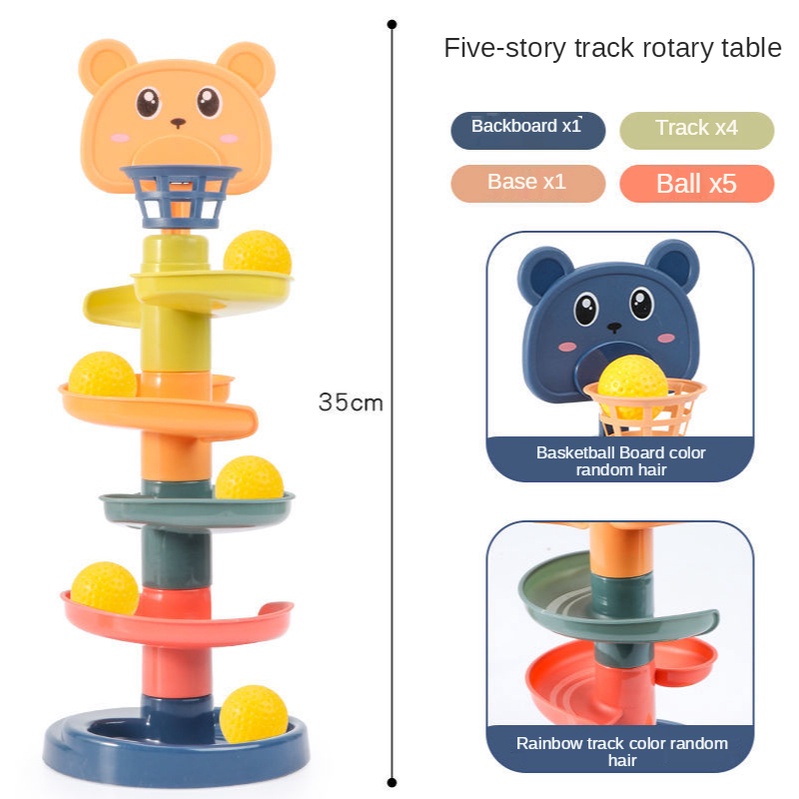 Reliable Essential Baby Educational Toys Children's Sliding Ball Tower Baby's Folding Basketball Table Games Shooting... - Image 4