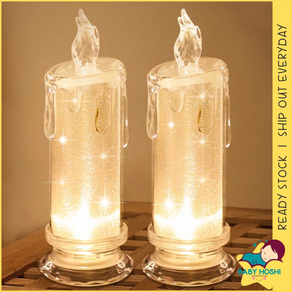 BH- Candle LED Candle Light Flickering Glowing Flameless Electronic Lamp Desk Home Lampu Lilin Hiasan Rumah Romantik