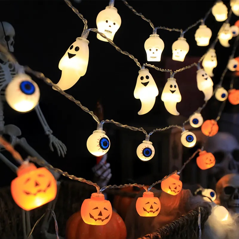 1.5M 10LED Copper Wire Outdoor Yard Led Fairy Lamp / Battery Powered Halloween String Lights / Indoor Pumpkin Skull Ghost Decor Night Light / for Christmas Hallowen New Year Party