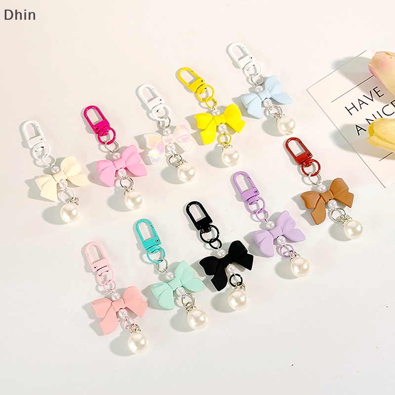 [Dhin] Bow Candy Color Pendant Keyring Fashion Y2K Keychain Headphone Cases Charm Bag Pendant Handbag Accessories COD