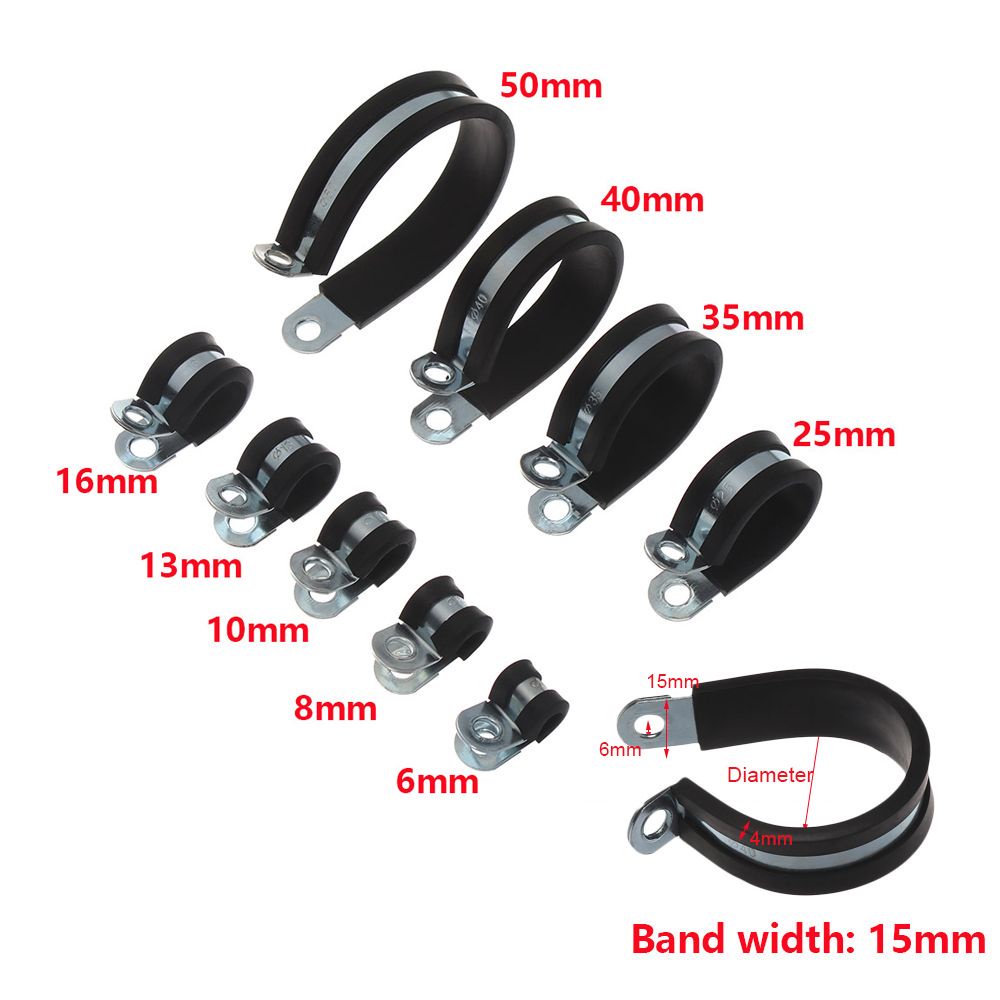 Fit Premium SUER 10Pcs High quality Rubber Lined P Clips Useful Cable Fasteners Wiring Hose Clamp Electrical - Image 2