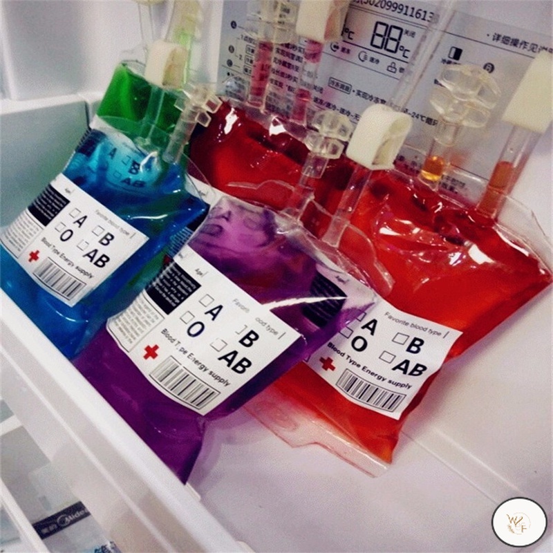 WF Halloween Transparent PVC Bag Juice Drinks PVC Container Vampire Horror Props Costume Party Supplies Empty Blood Bag