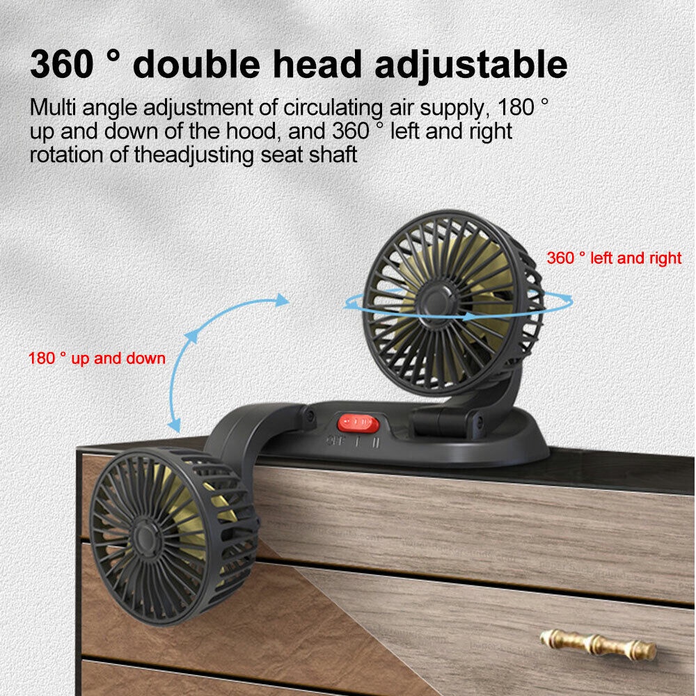 Must Versatile USB Car Household Double Head Fan 360° Adjustable USB/12V/24V Strong Cooling Wind Portable SUV Truck ... - Image 2