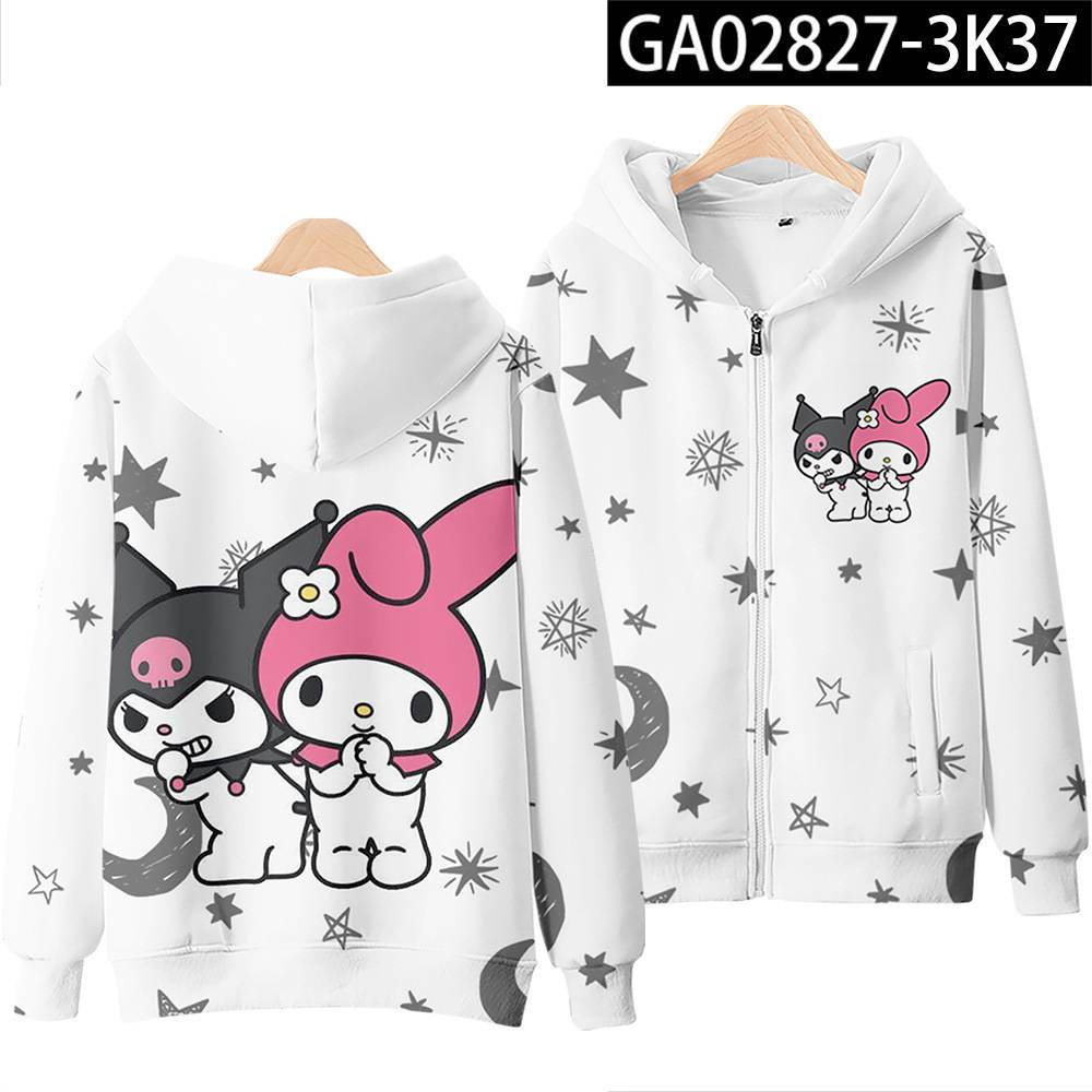 Essential Premium New Anime Kuromi My Melody Jacket Hooded Tops Long Sleeve Coat Casual Loose Graphic Sports Outerwea... - Image 4