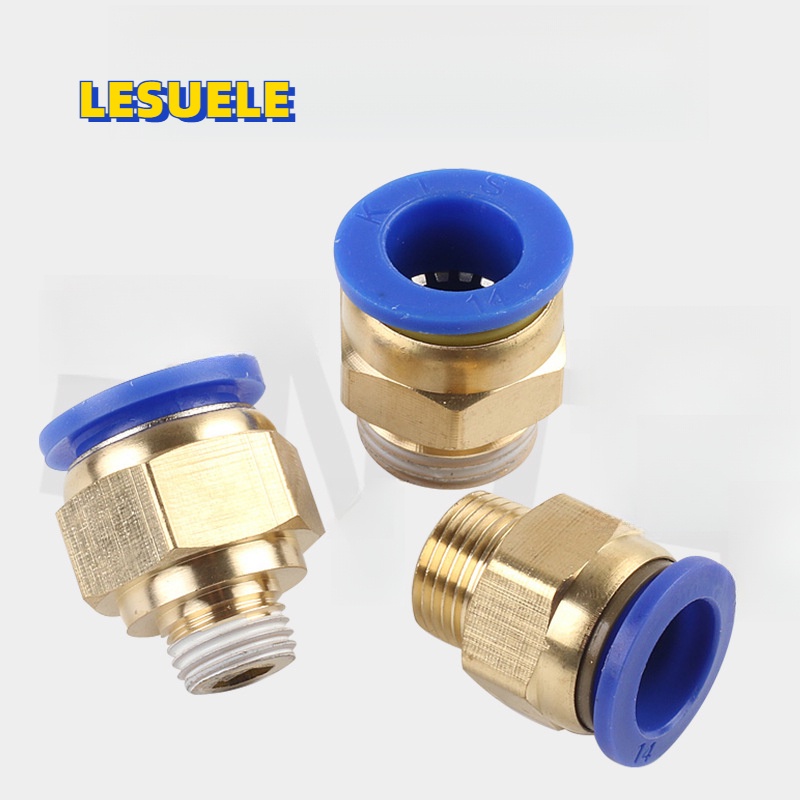 LESUPC8-02 Copper Male Thread Straight-through Quick Plug Connector PC10-03/12-04-01 Quick Plug Pneumatic Pipe Connector