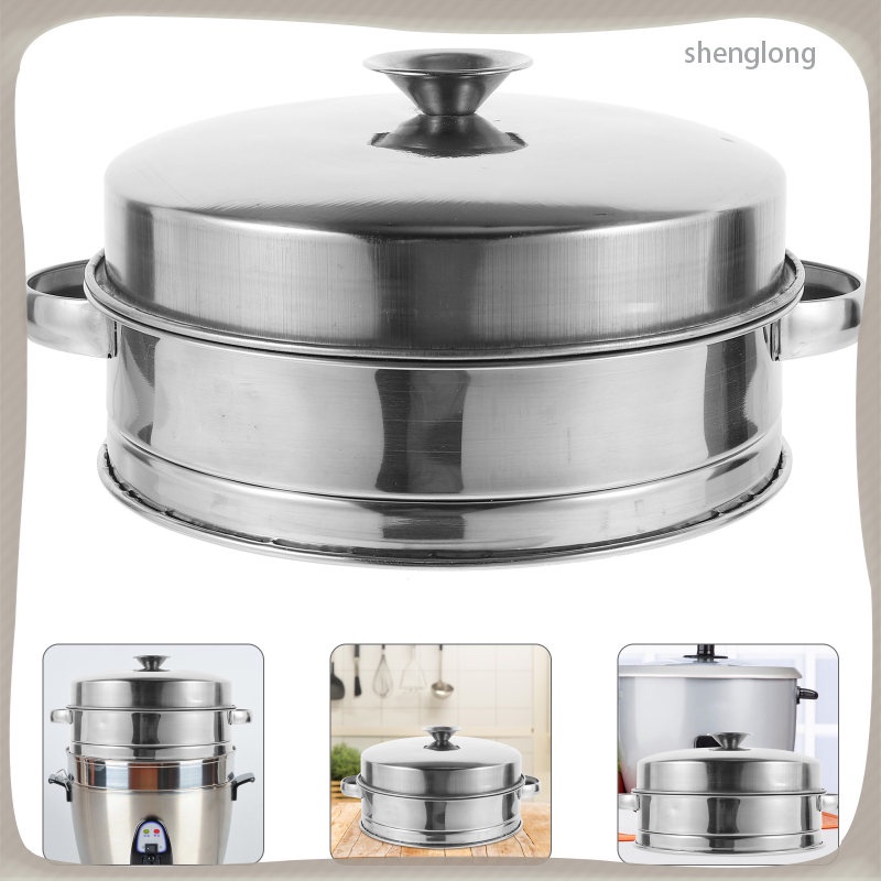 Basket Lid Stainless Steel Cooking Utensils Round Binaural Bottom Steaming Rack Barbecue Bamboo Steamer Soup Pot Grate Snack Small Grill Seafood Vegetables Baskets