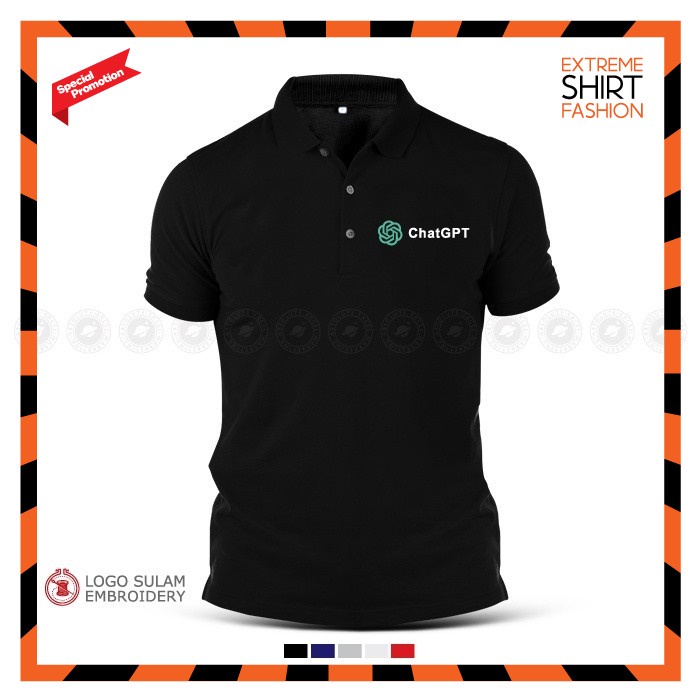 Polo Tee Shirt Cotton ChatGPT Plus Premium Ai Design Account Baju T-Shirt Murah Lelaki Men Logo Sulam