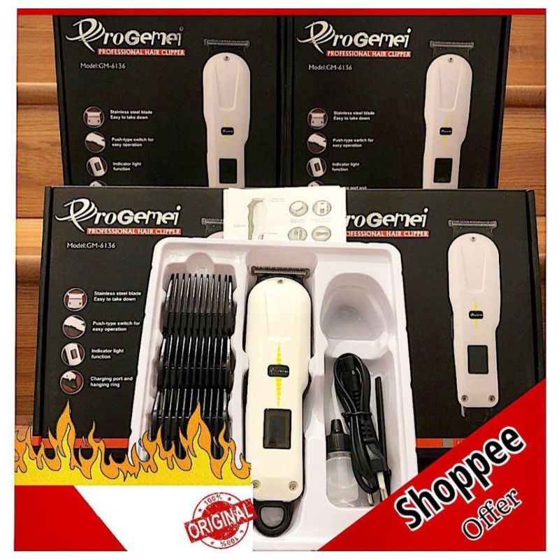 ProGemei GM-6136 Rechargeable Professional Hair Trimmer / Mesin Gunting Rambut